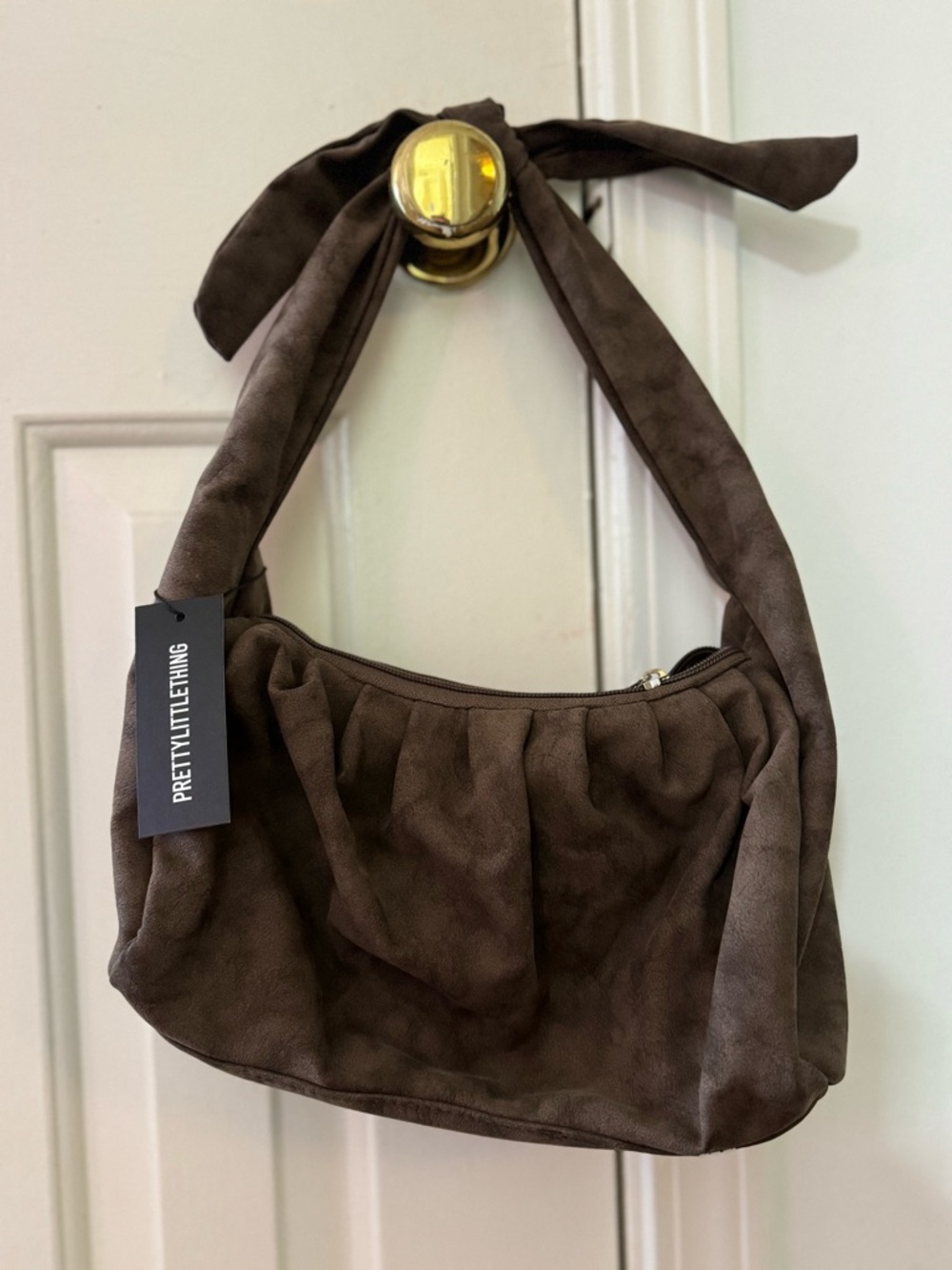 PrettyLittleThing Dark Brown Knot-Handle Shoulder Bag